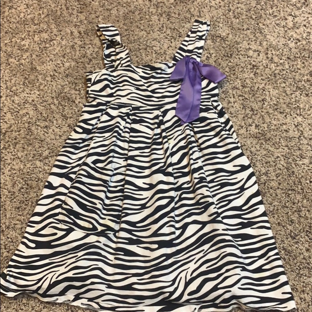 American Girl Zebra Dress with Purple Bow Sz 7